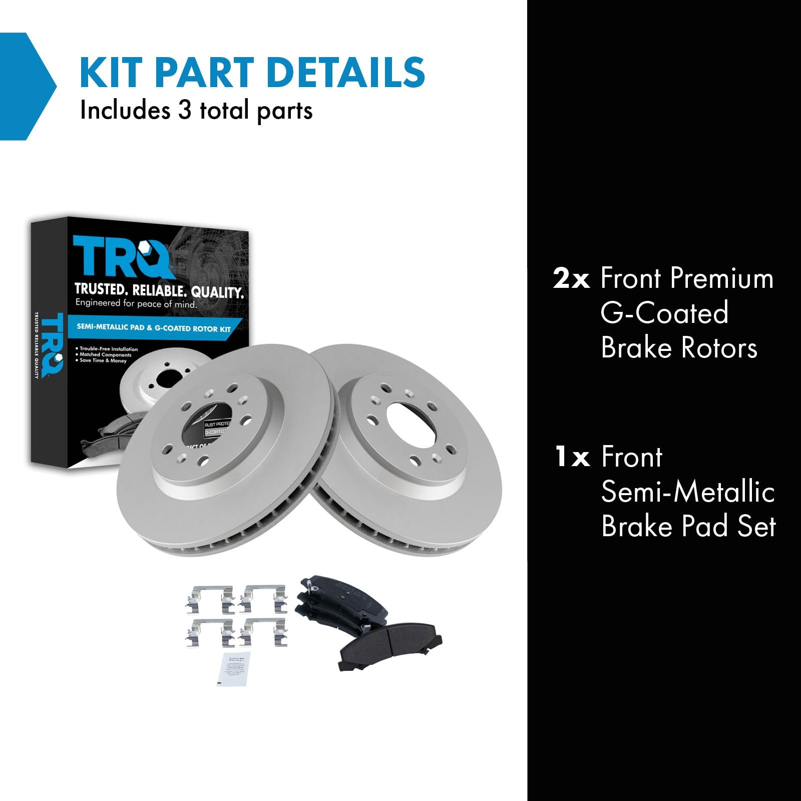 Trq Front Metallic Brake Pads & G-Coated Rotor Kit For Buick Cadillac Chevy New