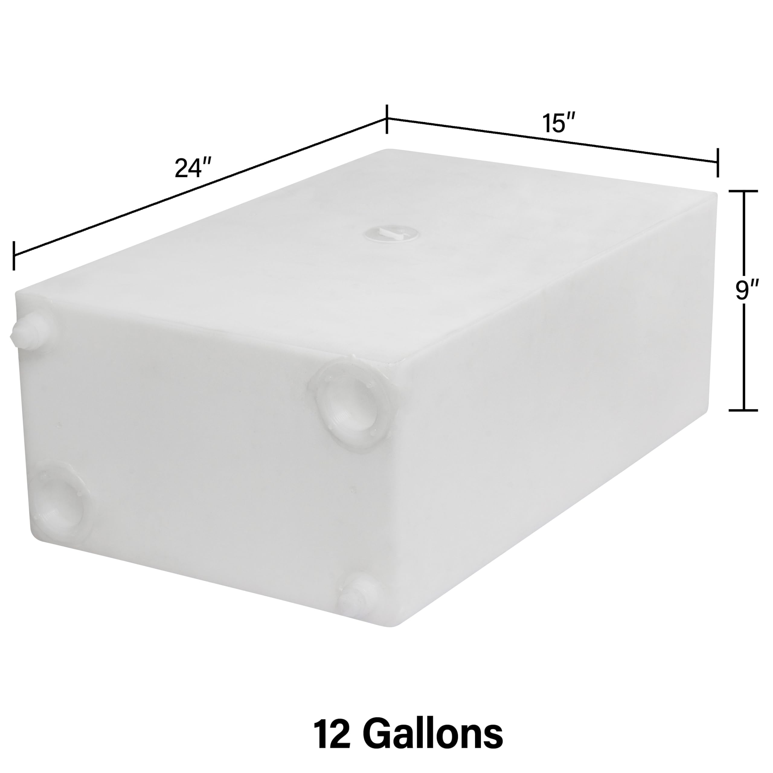 Ameri-Kart 12 Gallon RV Fresh Water Tank, BPA-Free Polyethylene, Cube Shape, 24" x 15" x 9", White, Model A5544