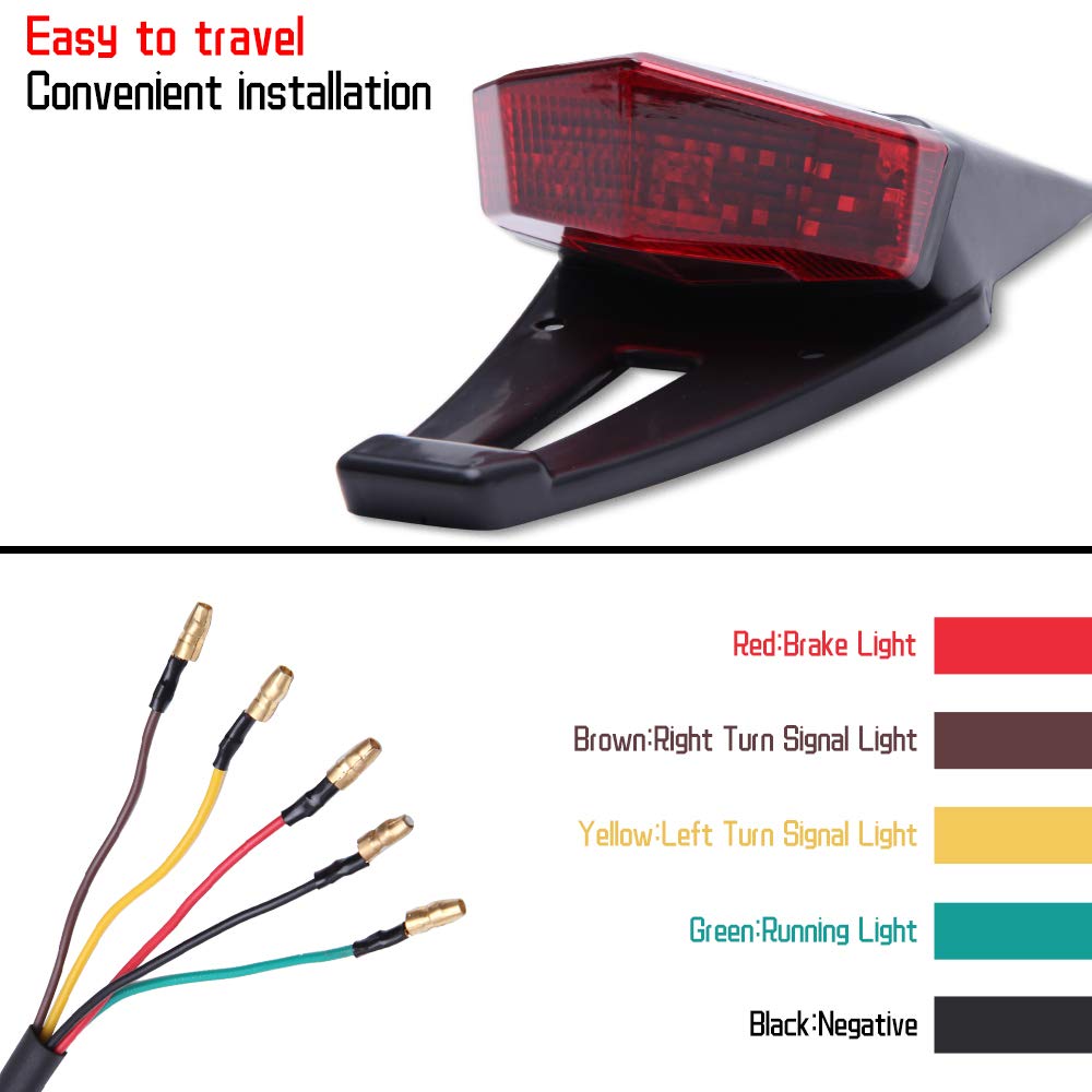 Rich Choices Rear Fender Mount Red Led Tail Light Brake Lamp Turn Signals License Plate Stop Light For Custom Off-Road Motorcycl