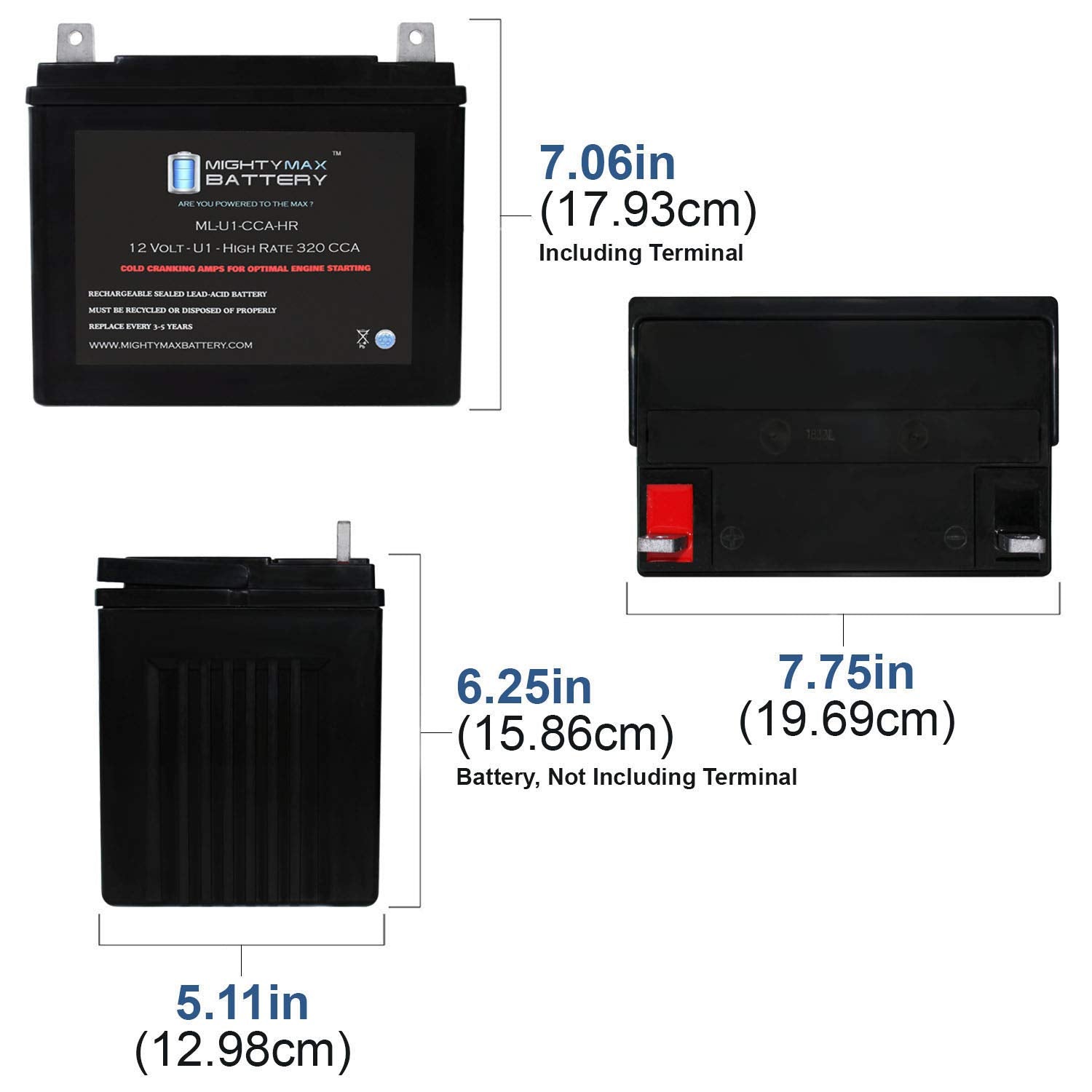Mighty Max Battery Ml-U1-Ccahr 12V 320Cca Battery For Johndeere X320 300Cca Lawn Mower
