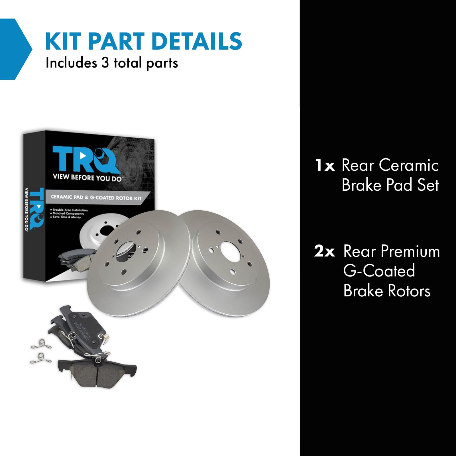 Trq Rear Brake Pad & Rotor Kit Brake Pads Brake Rotor Ceramic Vented Premium G-Coated Compatible With 2015-2021 Subaru Legacy Ou