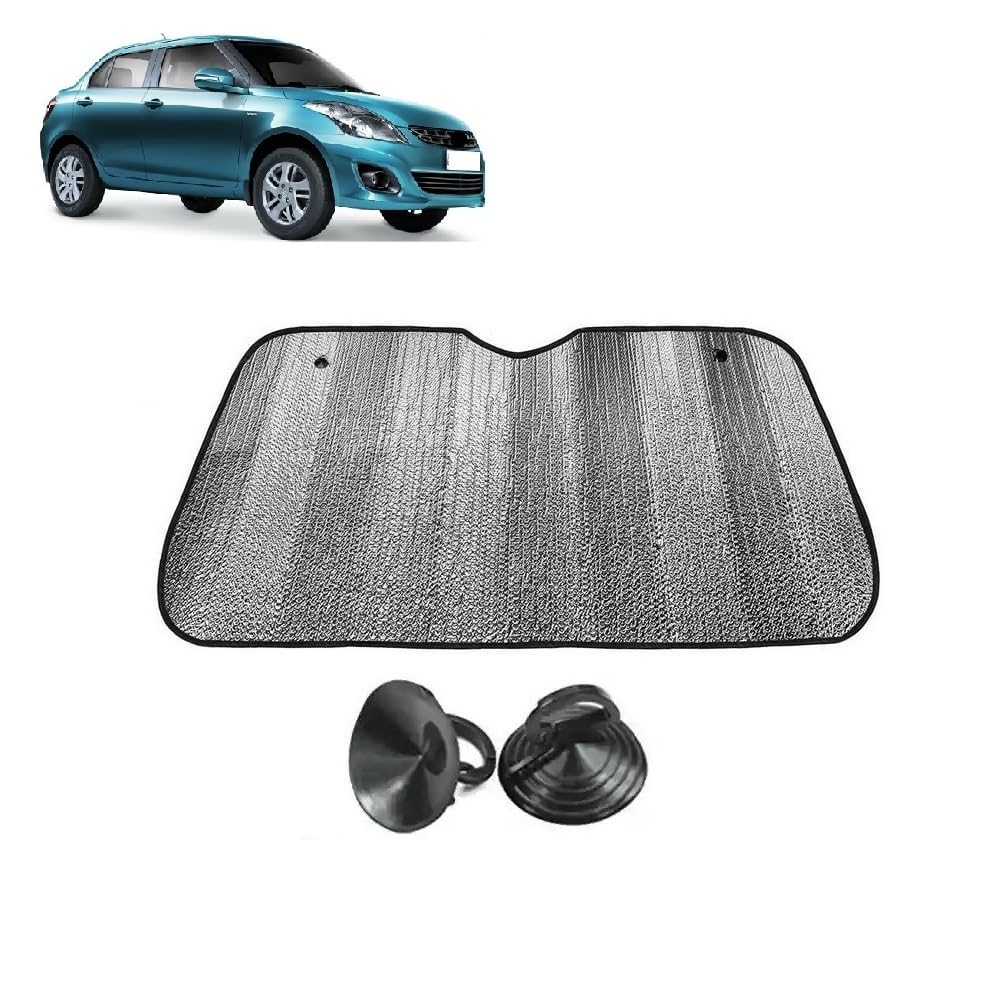 Car Windshield Sun Shade UV Rays Protector Silver Sunshade Solar Reflective suitable for Maruti Suzuki Dzire [20112012]