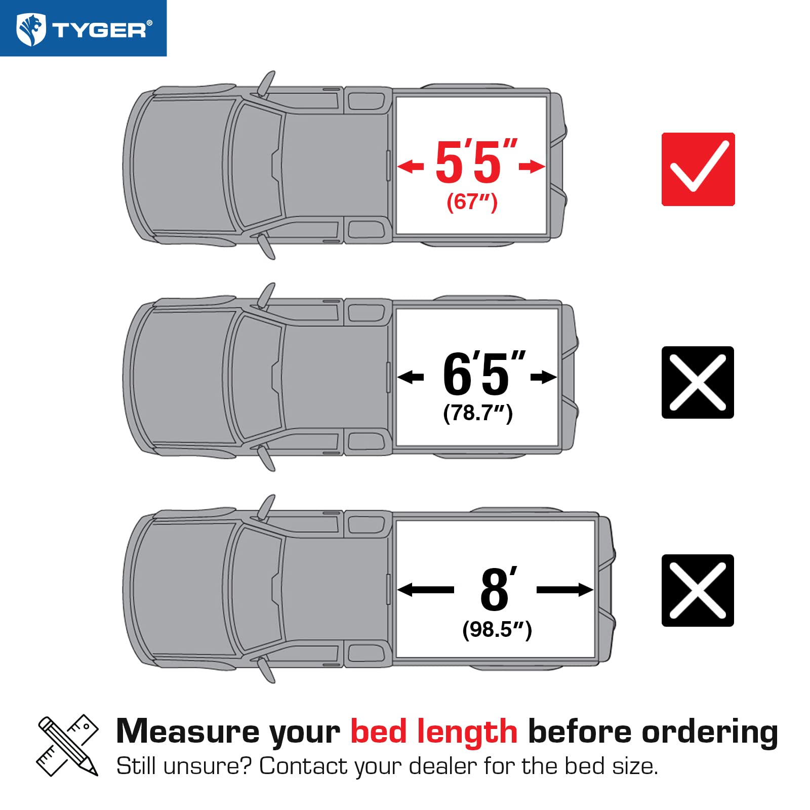 Tyger Auto T3 Soft Tri-Fold Truck Bed Tonneau Cover Compatible With 2017-2024 Nissan Titan | 5.5' (67'') Bed | Tg-Bc3N1048