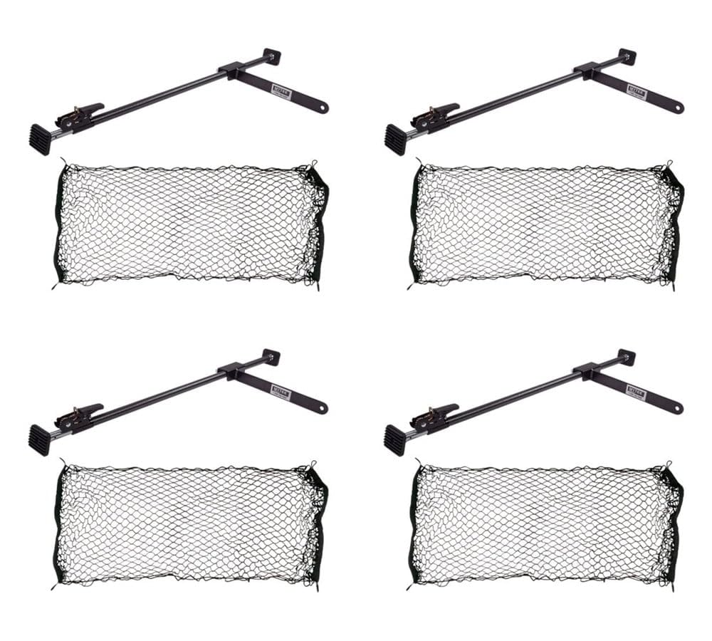 Mytee Products 4 Pack 40''-70'' Adjustable Heavy Duty Cargo Load Lock Bar W/ 16'' Divider Bar & Storage Net For Cargo Tie-Down,