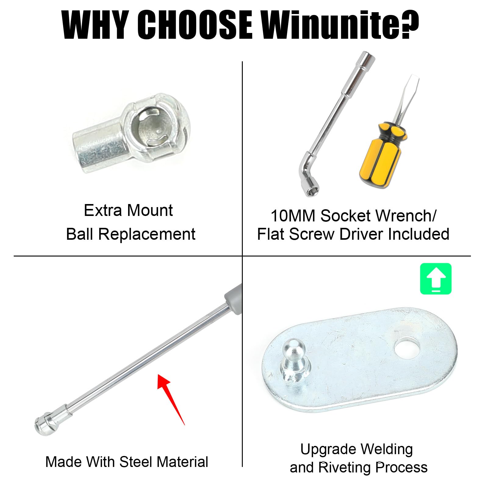 Winunite Compatible With 2015-2024 F150 White Tailgate Assist Shock Truck Lift Assist Fits For Truck Tailgate Accessories Soft O