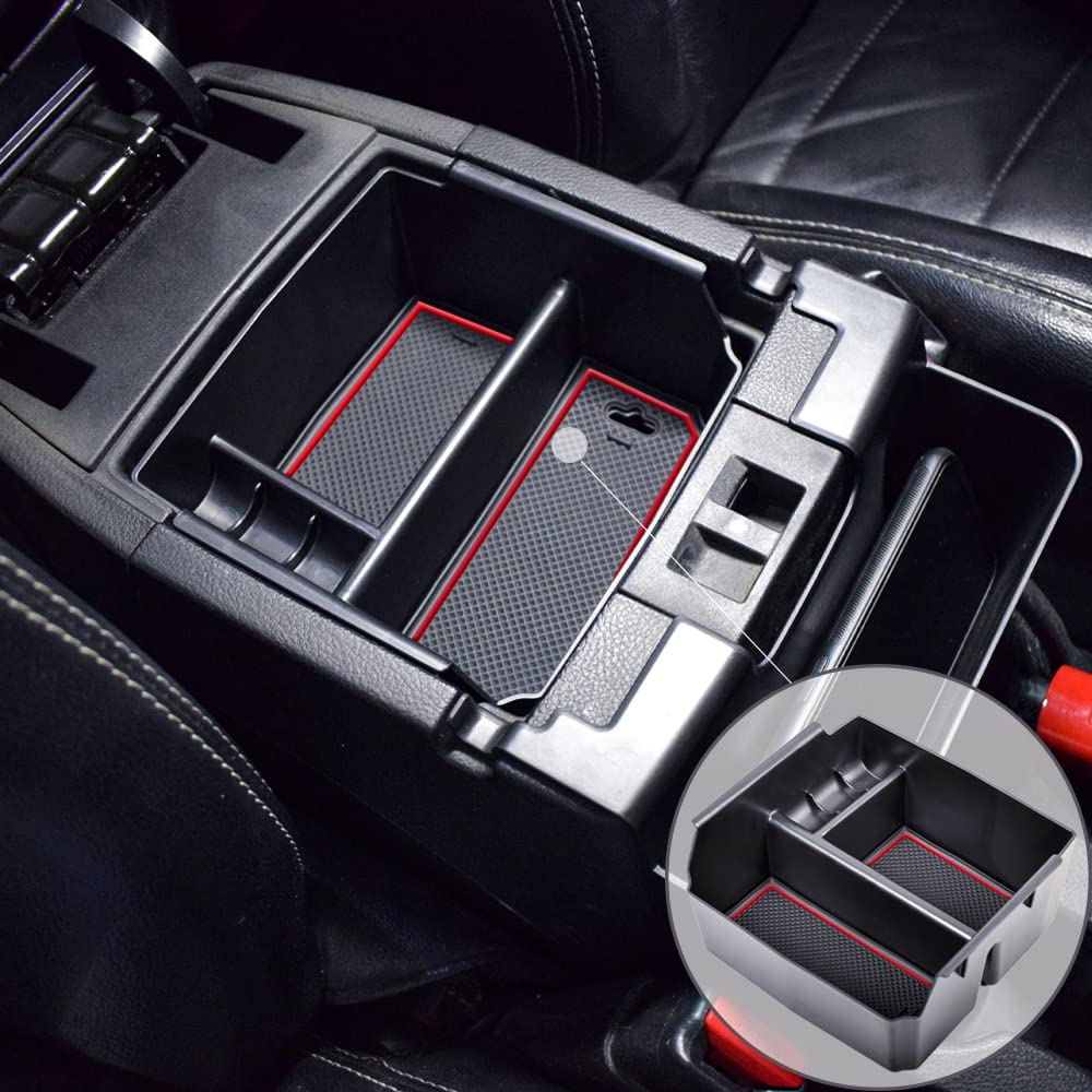 Tacobro Center Console Organizer Tray For Jeep Wrangler Jk And Jku 2011-2018 Accessories, Unlimited And 2 Door, Including Rubicon, Sport, Sahara Storage Box Insert Tray,Not For 2018 Jl/Jlu, Red Trim