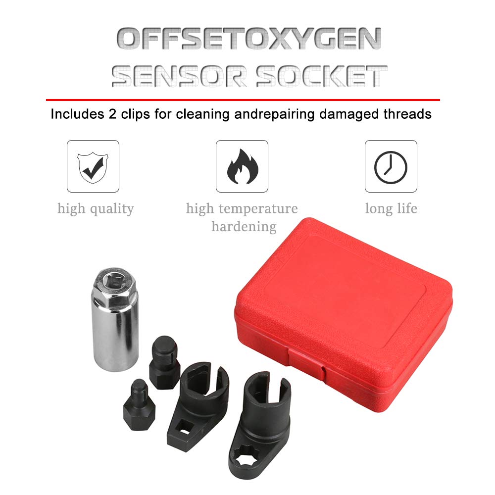 Gohawkteq Automotive Oxygen Sensor Socket Removal Tool Wrench And Thread Chaser Set 5Pcs