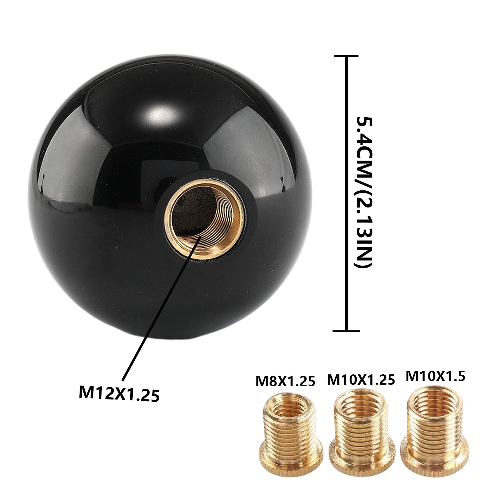 YIUIY Round Ball Shift Knob - Universal Gear Shift Knob for 5/6 Speed Manual/Automatic Vehicles, Pure Black, Acrylic Material