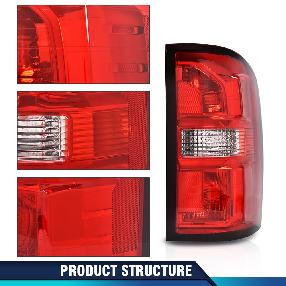 PIT66 Tail Lights for GMC Sierra 1500 (2014-2018) & 2500/3500 HD (2015-2019) - Red Lens, Polycarbonate, Left