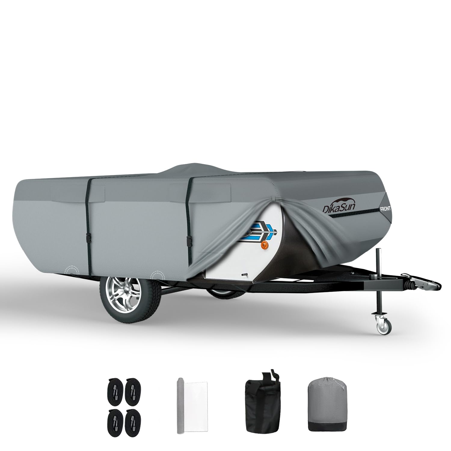 Dikasun Pop Up Camper Cover 14'-16', 7 Layers Waterproof Pop-Up Trailer Cover Anti-Uv Folding Camper Rv Cover For Motor Home