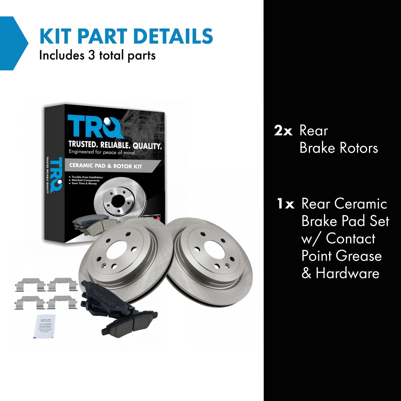 TRQ Rear Brake Pad & Rotor Kit Brake Pads Brake Rotor Ceramic Compatible with 2008-2014 Cadillac CTS 2010-2015 Chevrolet Camaro