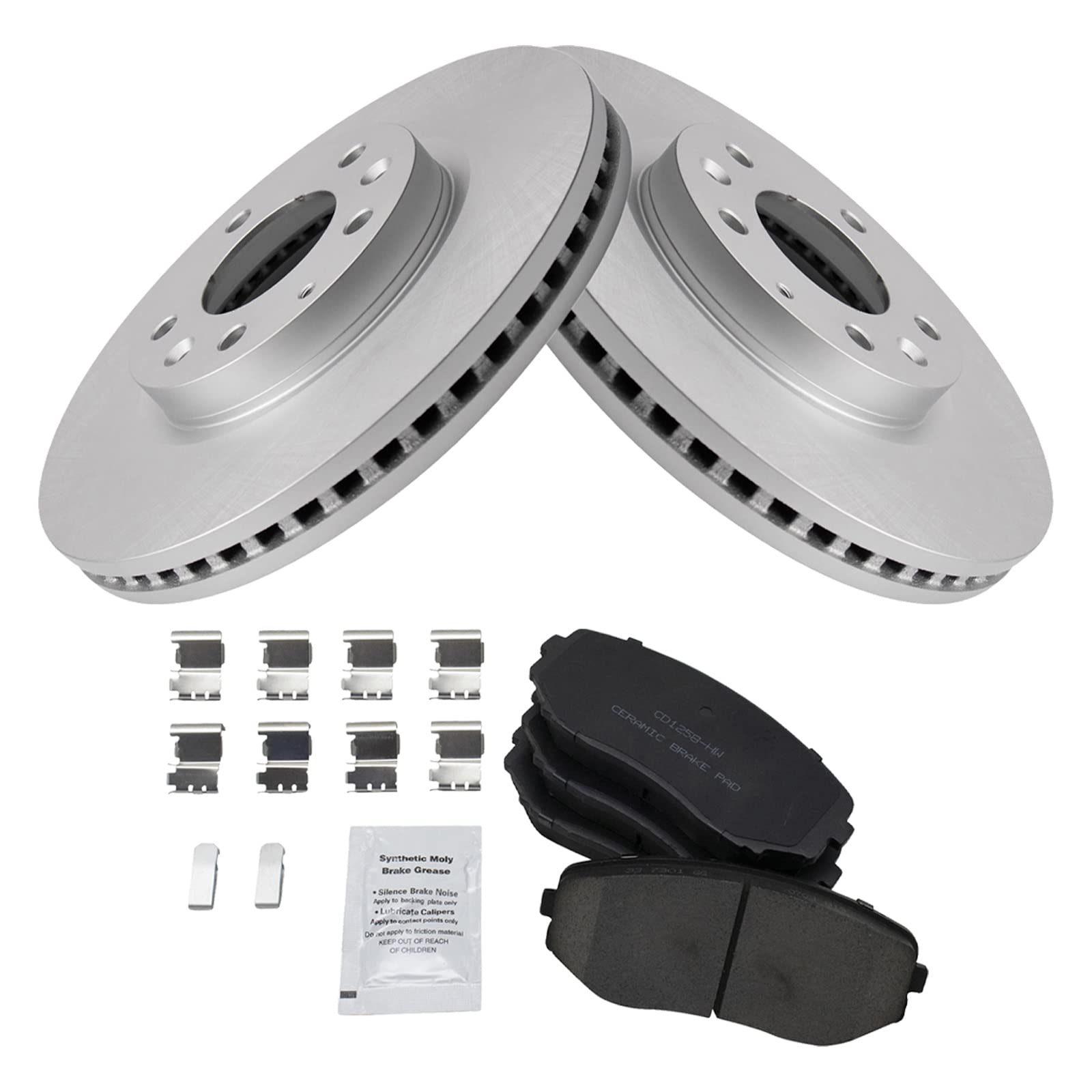 Trq Front Brake Pad & Rotor Kit Brake Pads Brake Rotor Ceramic Premium G-Coated Compatible With 2007-2012 Mazda Cx-7