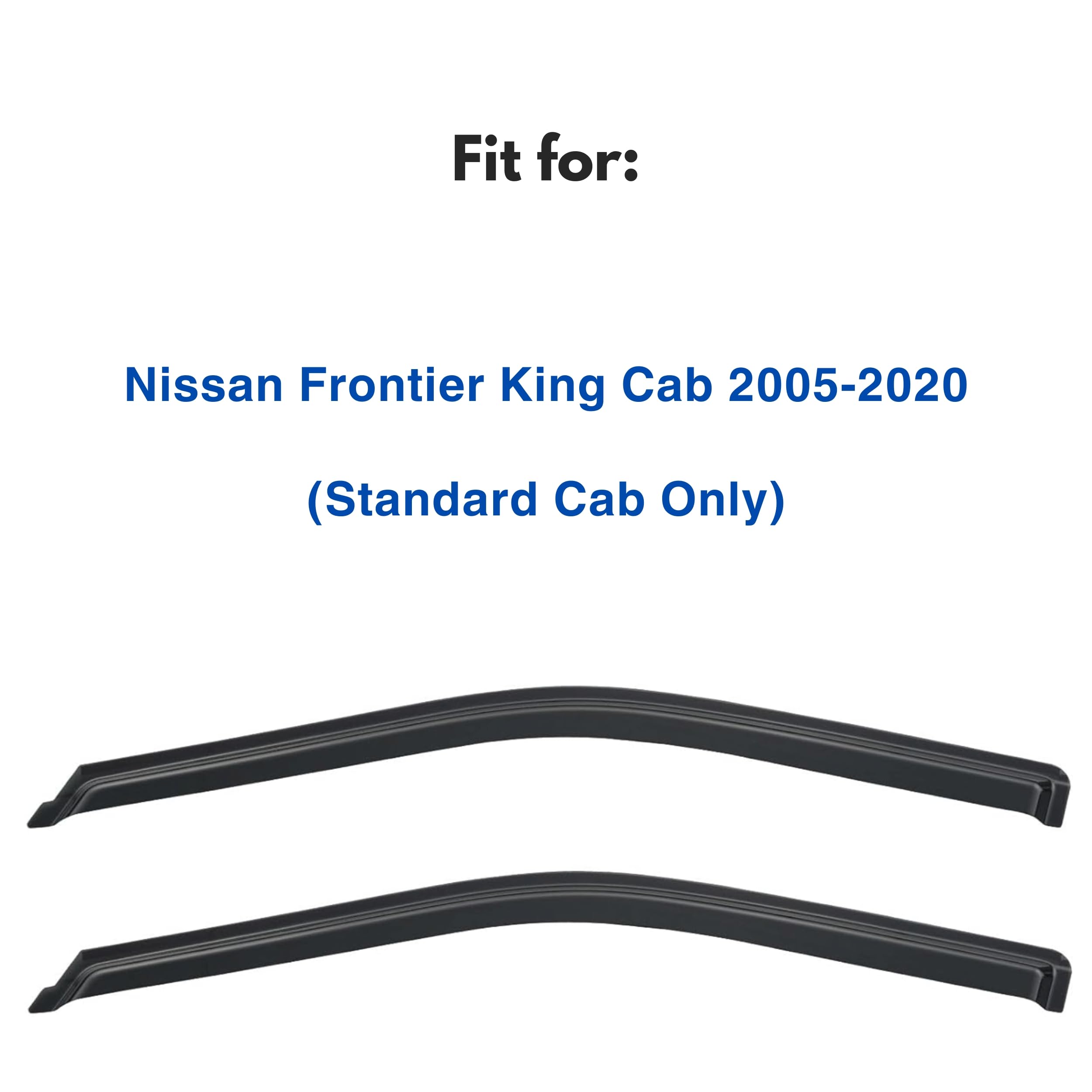 Ig Window Visor For Nissan Frontier King Cab 2005-2020, Rain Guard Tape-On Side Vent Window Deflector, 2006 2007 2008 2009 2010