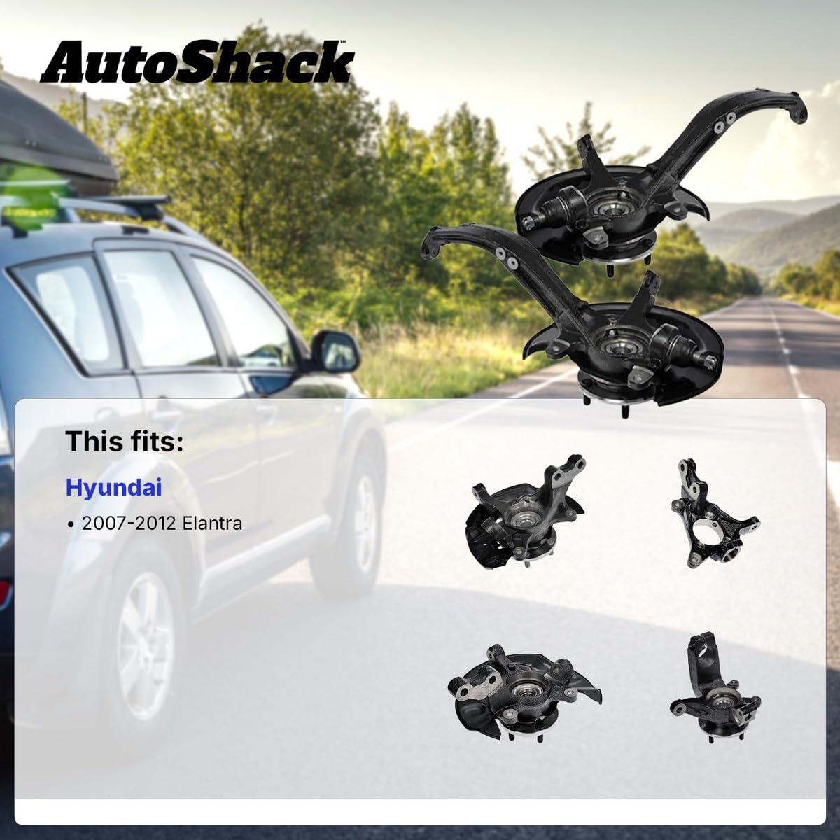 AutoShack Front Right Steering Knuckle for 2007-2012 Hyundai Elantra 2.0L FWD | Passenger Side | 5-Lug | Wheel Bearing Hub Assem