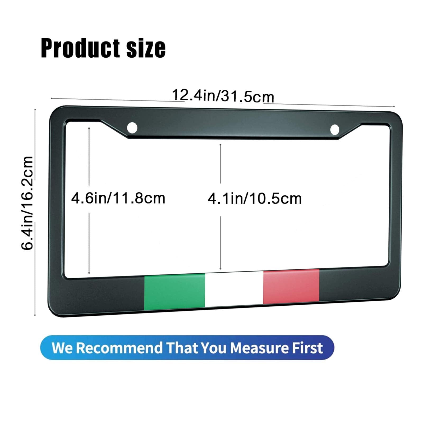 HOSNYE Italian Flag Background License Plate Frame Metal License Plate Cover Front Plates Frames Car Tag Frame for Women Men US
