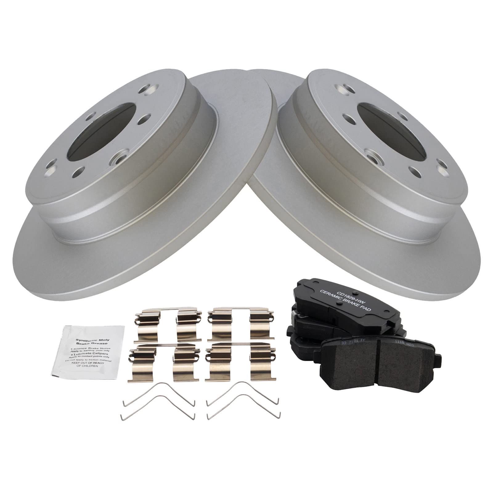 Trq Rear Brake Pad & Rotor Kit Brake Pads Brake Rotor Ceramic Premium G-Coated Compatible With 2016-2019 Hyundai Sonata 2016-201