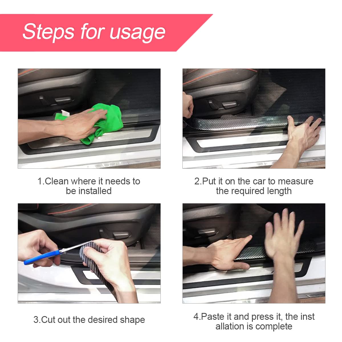 Anti Slip Car Door Entry Guard, Diy Adhesive Door Sill Protector, Nano Tape Films Peva Cover, Rear Trunk Edge Guard Protection, Car Accessories (Black, 2.7'X196')
