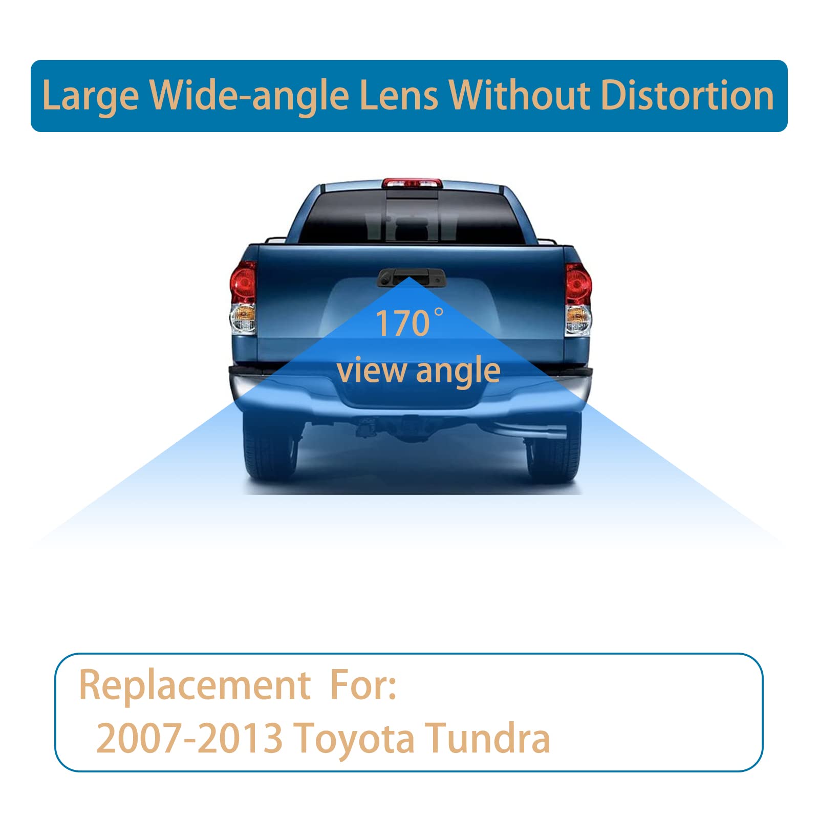 Gledewen Backup Camera Tailgate Handle for Toyota Tundra 2007-2013, Waterproof, 170° Viewing Angle, Black