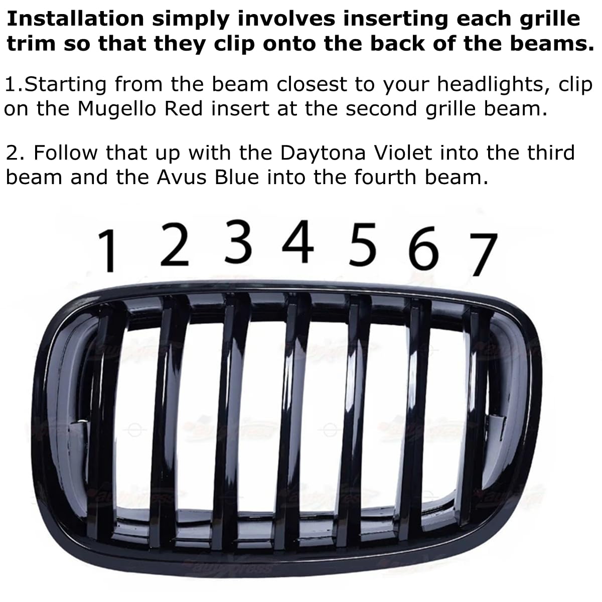 Exact Fit ///M-Colored Grille Insert Trims Compatible With Bmw 2003-2006 E53 X5 7-Beams Center Kidney Grill