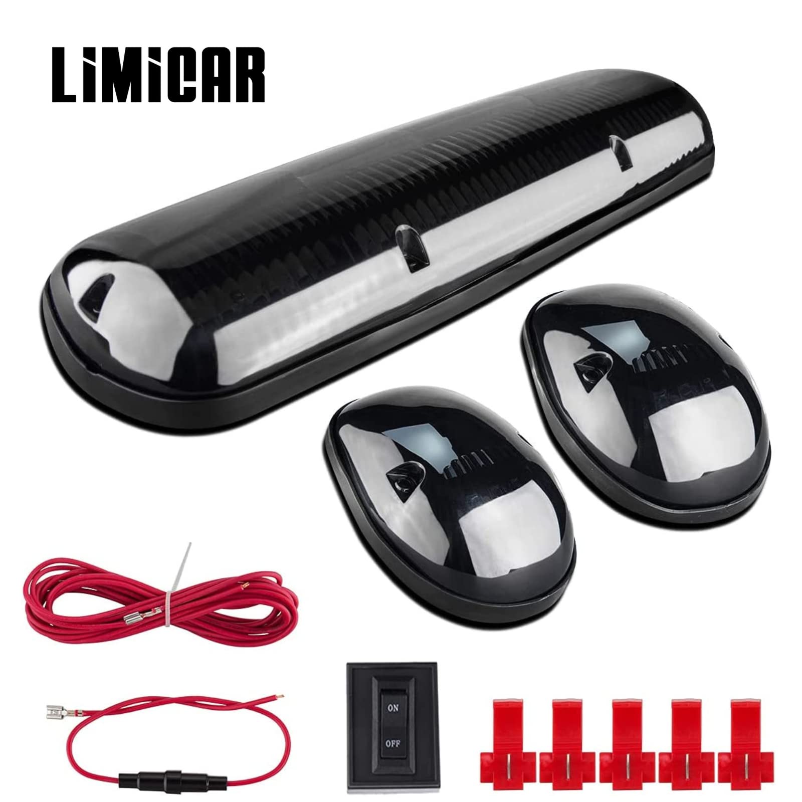 Limicar 3X Smoked Cover Cab Roof Top Marker Running Lamps Amber 30 Led Lights Compatible W/ 2002-2007 Chevrolet Silverado/Gmc Si