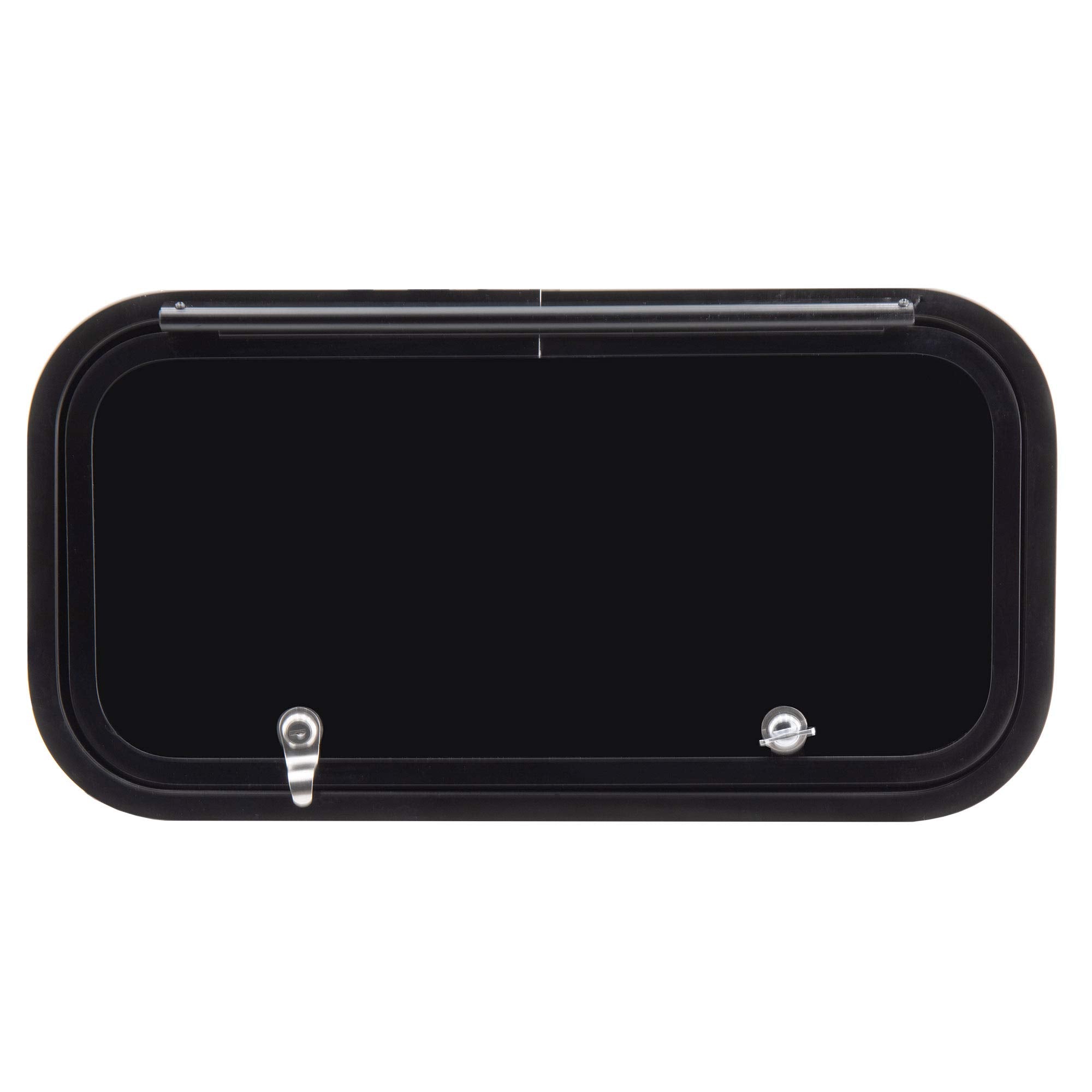 RecPro RV Baggage Door - Rounded Corners, 18.5" W x 10" H, Black Fiberglass, Model RP-600S-1810-BK, Made in