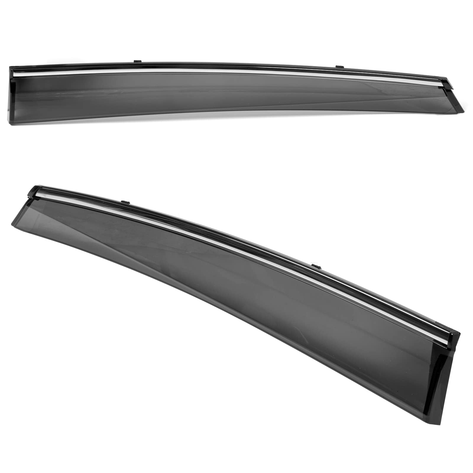Window Visor Compatible With 2016-2021 Honda Civic, Factory Style Injection W Chrome Trim Pc Rain Guard Shade By Ikon Motorsports, 2017