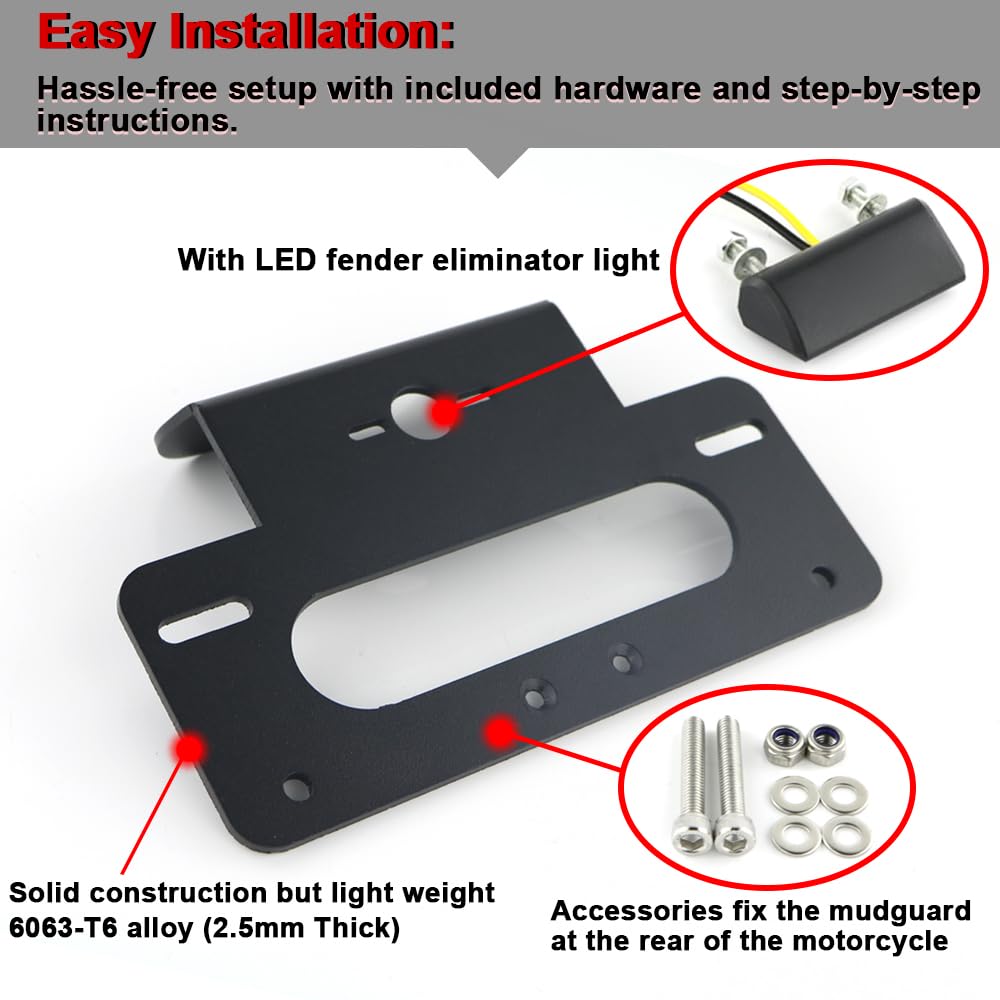 Xitomer Fender Eliminator for GSXR 600/750 (2011-2024) - Black Aluminum Tail Tidy with LED License Plate Light