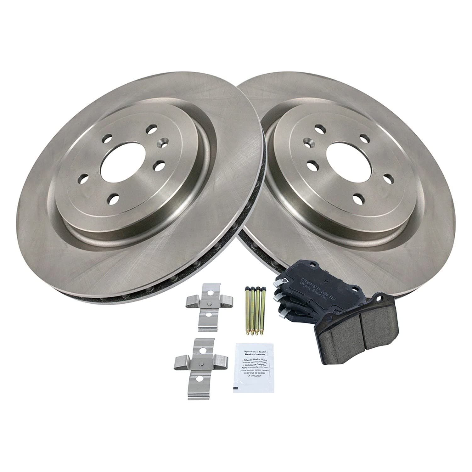 TRQ Rear Brake Pad & Rotor Kit Brake Pads Brake Rotor Ceramic Compatible with 2009-2018 Cadillac CTS 2010-2015 Chevrolet Camaro