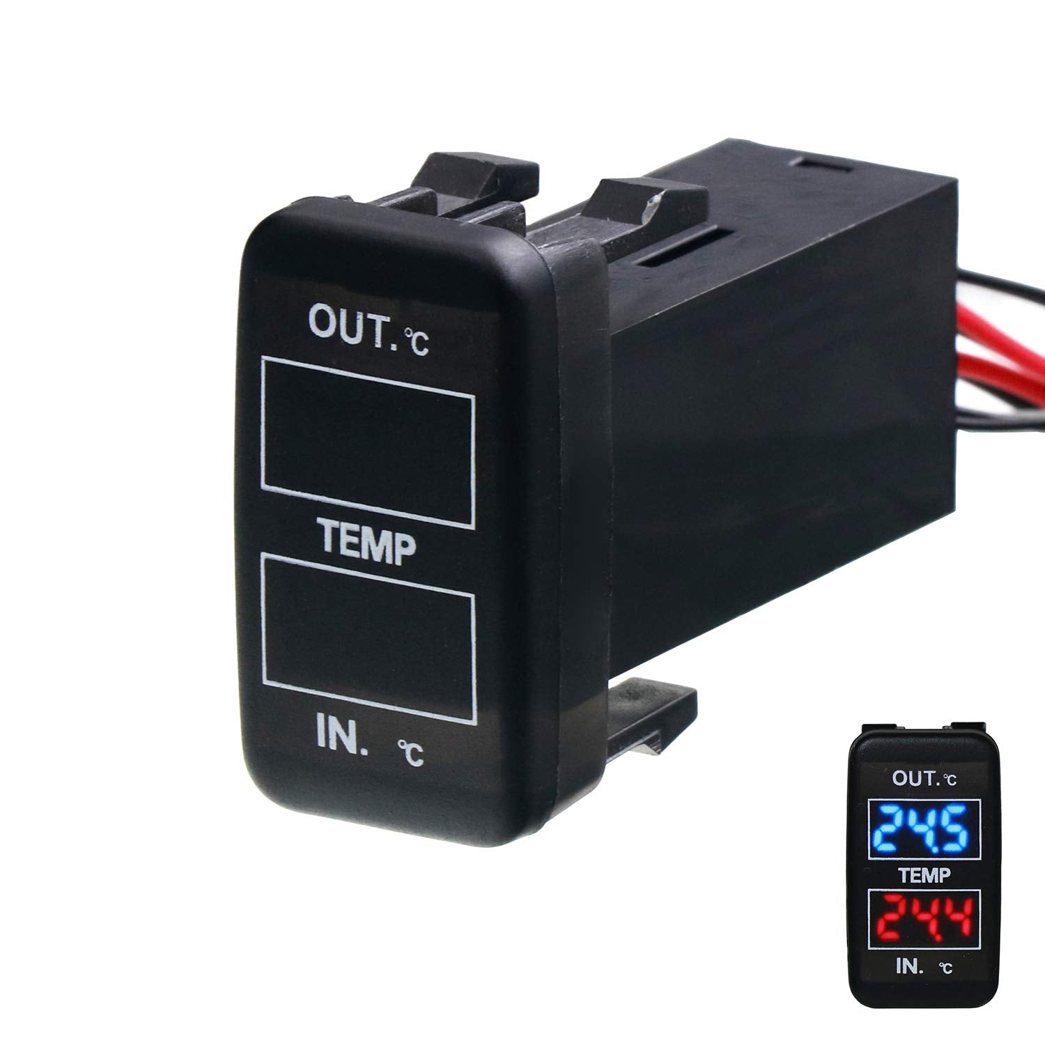 Car Internal and External Temperature Display, Celsius Temperature, Dual Temperature Sensors Use for Toyota Hilux VIGO,Coaster,C