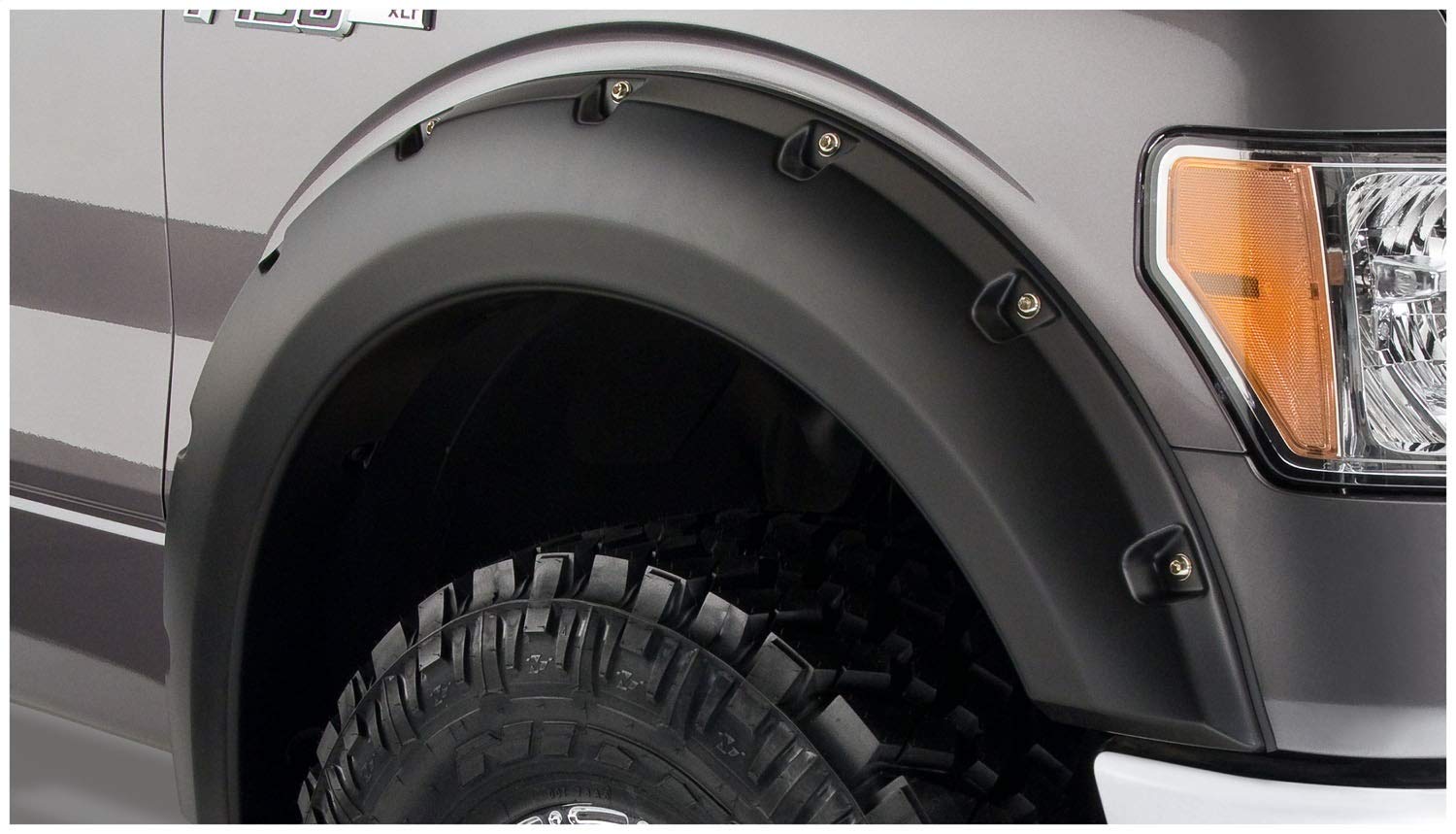 Bushwacker Pocket/Rivet Style Front Fender Flares | 2-Piece Set, Black, Smooth Finish | 20079-02 | Fits 2009-2014 Ford F-150 (Ex