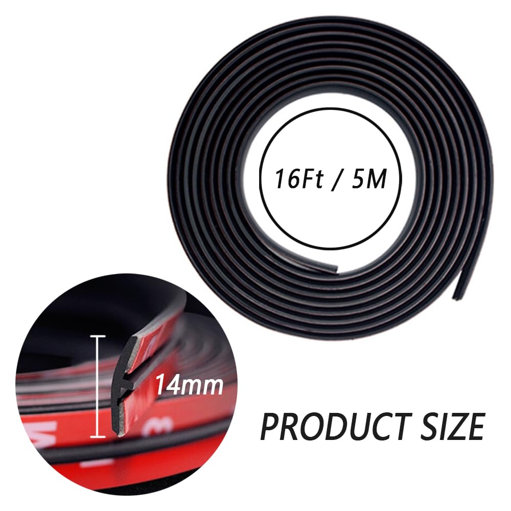 16.4Ft Car Weather Stripping,T-Shape Cuttable Car Windshield Trim Sunroof Seal with Self Adhesive,Waterproof Rubber Edge Trim fo