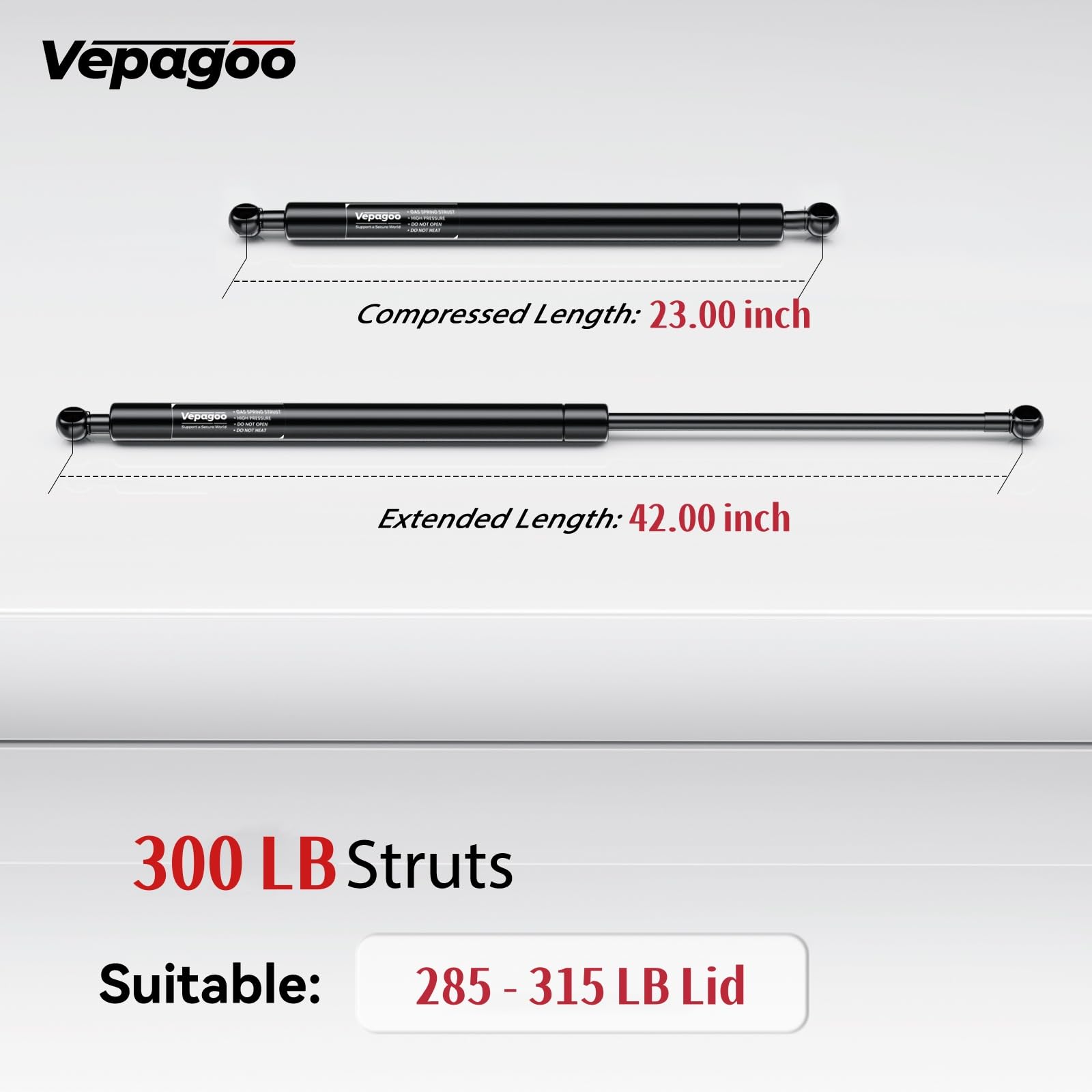 Vepagoo 42 Inch Gas Struts 300Lb/1334N Heavy Duty Lid Gas Struts Shock Lift Support Spring For Tonneau Cover Rv Kitchen Door Tru
