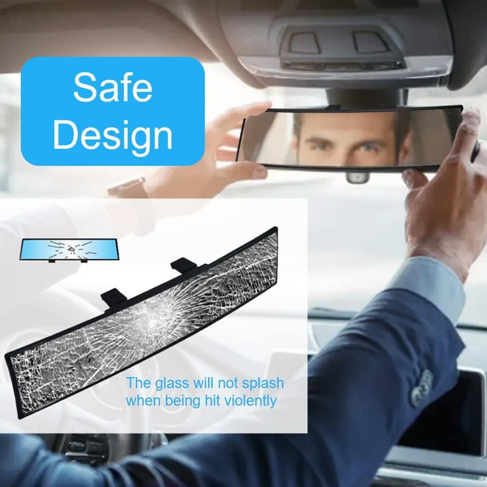 OBTANIM Car Rearview Mirror 10.6 Inch HD Glass Anti Glare Clip On Panoramic Wide Angle Car Interior Rear View Mirror Accessories