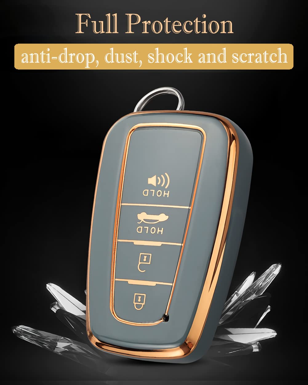 Cacacar For Toyota Camry Rav4 Key Fob Cover With Keychain,For Highlander Avalon Gt86 Key Fob Case Premium Soft Tpu 360 Degree Pr