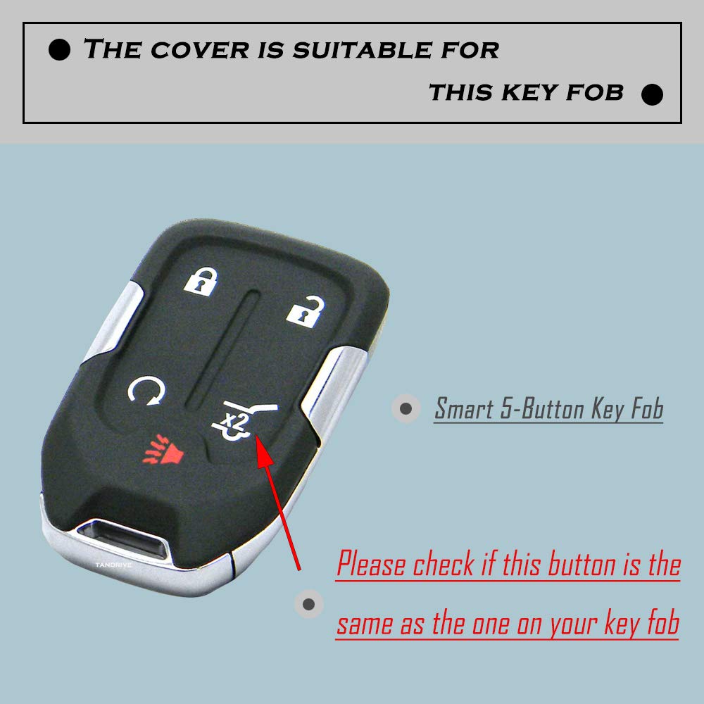 Tandrive Key Fob Cover For 2024-2017 Gmc Acadia Terrain Denali, Sierra Chevy Silverado, Silicone, Black And Purple