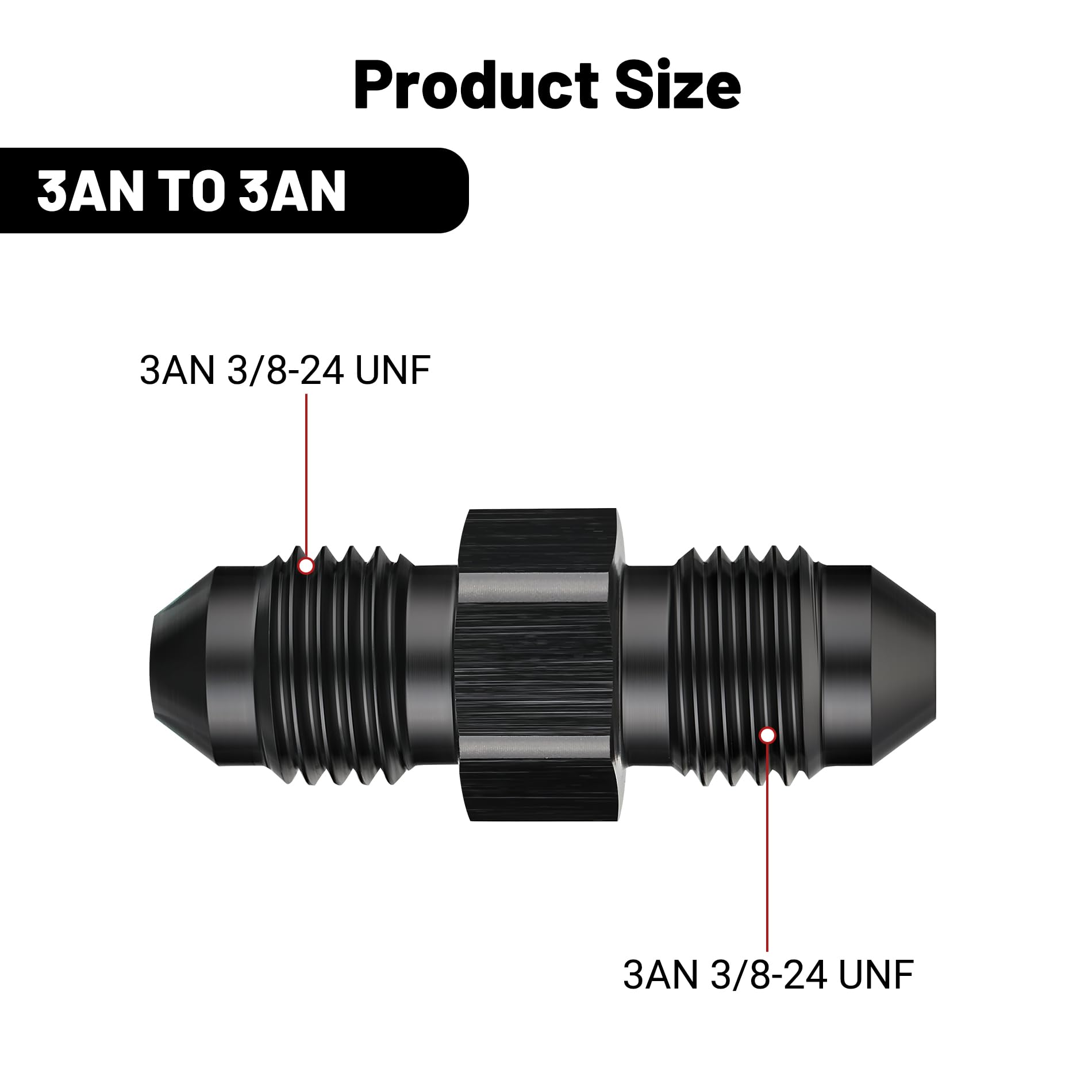 Evil Energy 3An Male To Male Flare Coupler Union Straight Fuel Hose Adapter Fitting Black 2Pcs