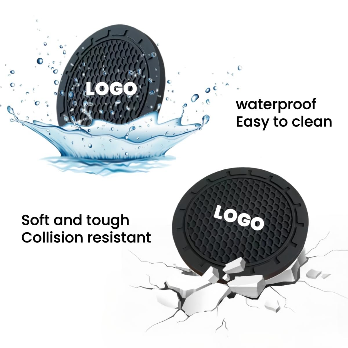 2 Pcs Black car Cup Holder Coaster Compatible with Jaguar XE XEL XF XFL XJ F-PACE F-Type 2.75 Inch Silicone Anti-Slip Fashion ca