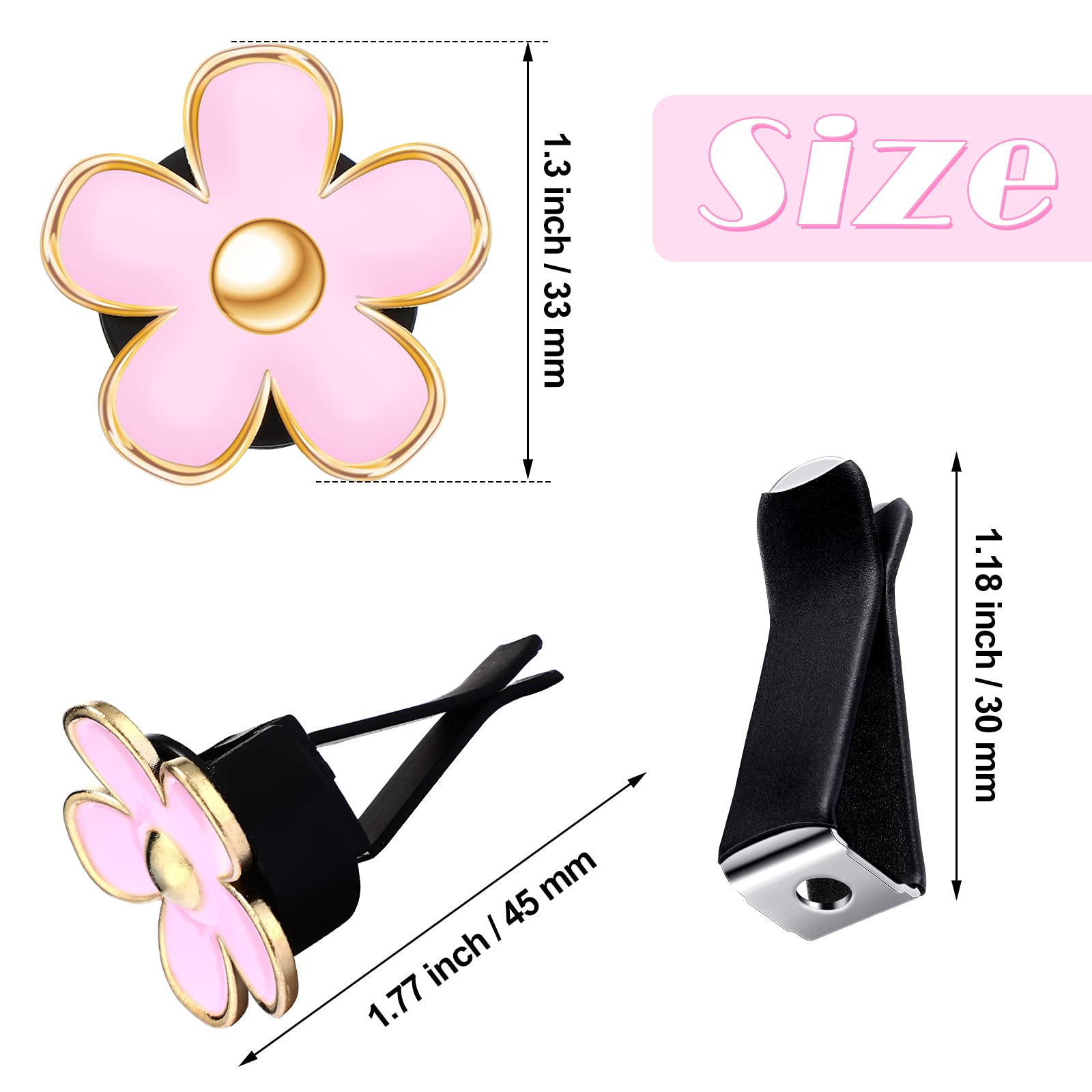 Frienda 6 Pcs Daisy Flower Air Vent Clip Air Freshener Outlet Clip Car Air Conditioning Clip Charm Car Inter Decor(Pink, 3 Cm, 3