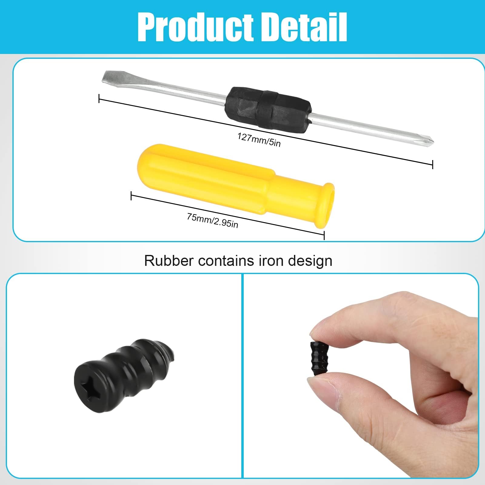Linkstyle 60Pcs Tire Plug Kit, Tire Repair Rubber Nails, Vacuum Tyre Repair Screws Fast Repair Kits, For Car Motorcycle Truck At