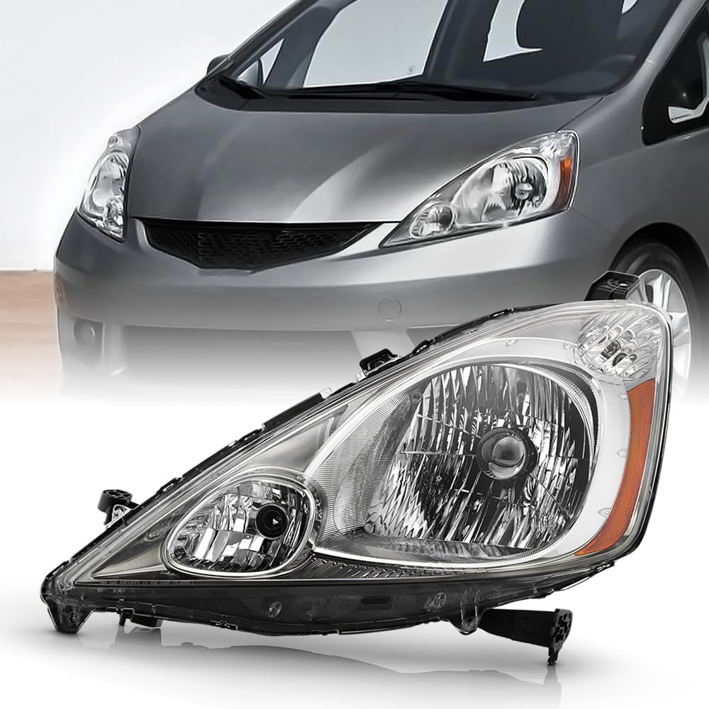 KEEKPO - For 2009 2010 2011 Honda FIT Sport Factory Chrome Housing Headlight Headlamp Replacement Left Driver Side
