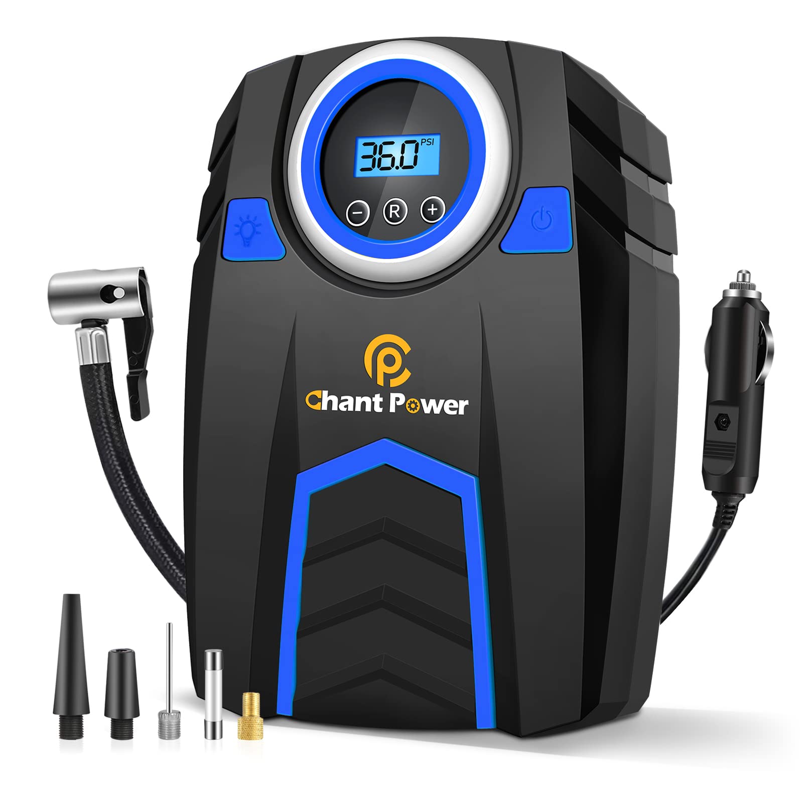 C P CHANTPOWER 12V DC Air Compressor Tire Inflator, 150PSI with Digital Gauge, Auto Shut Off, 2-Blue, Plastic