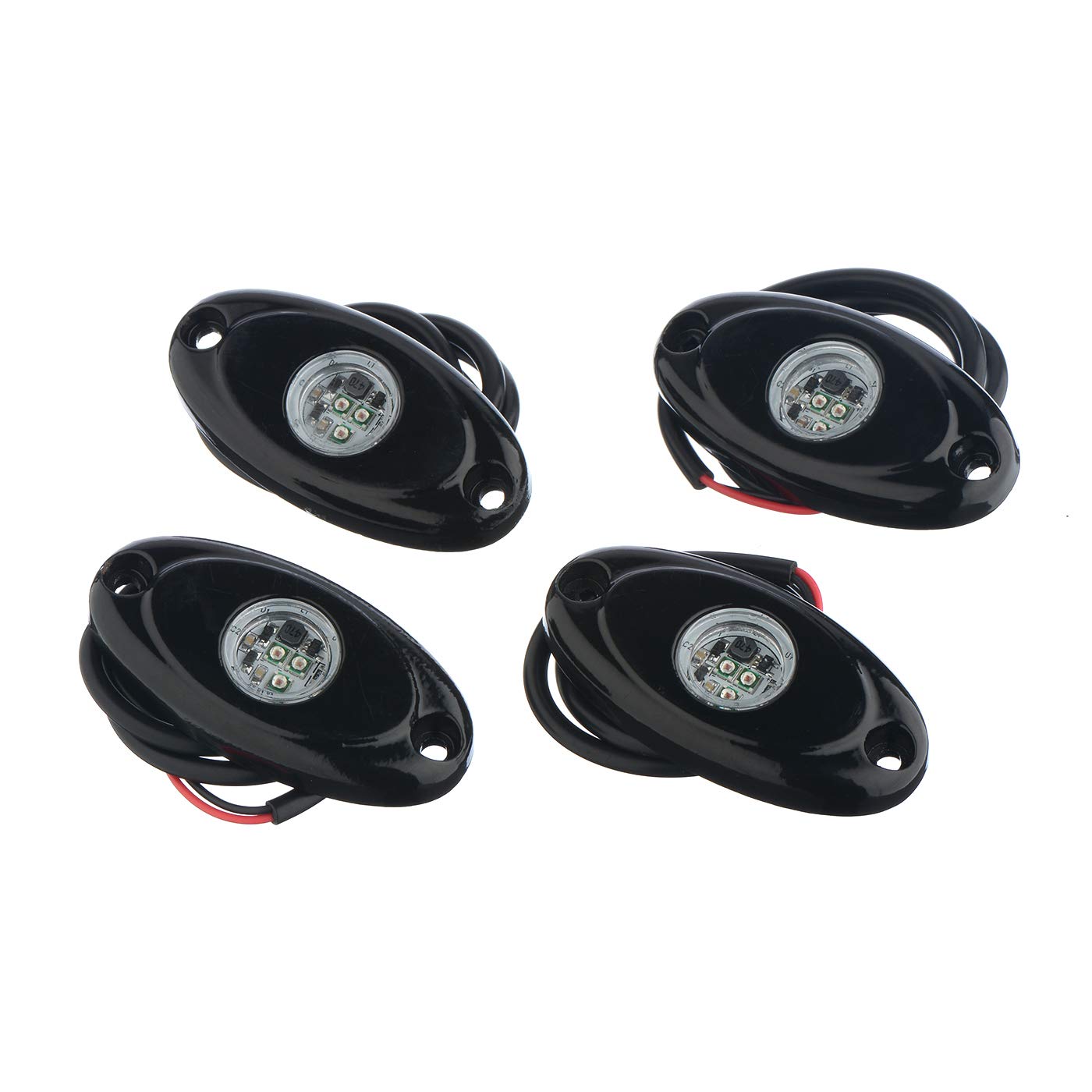 Yoneda Led Rock Lights 4Pods Waterproof Led Neon Underglow Light For Car Truck Atv Utv Suv Offroad Boat Underbody Glow Trail Rig Lamp (Red)