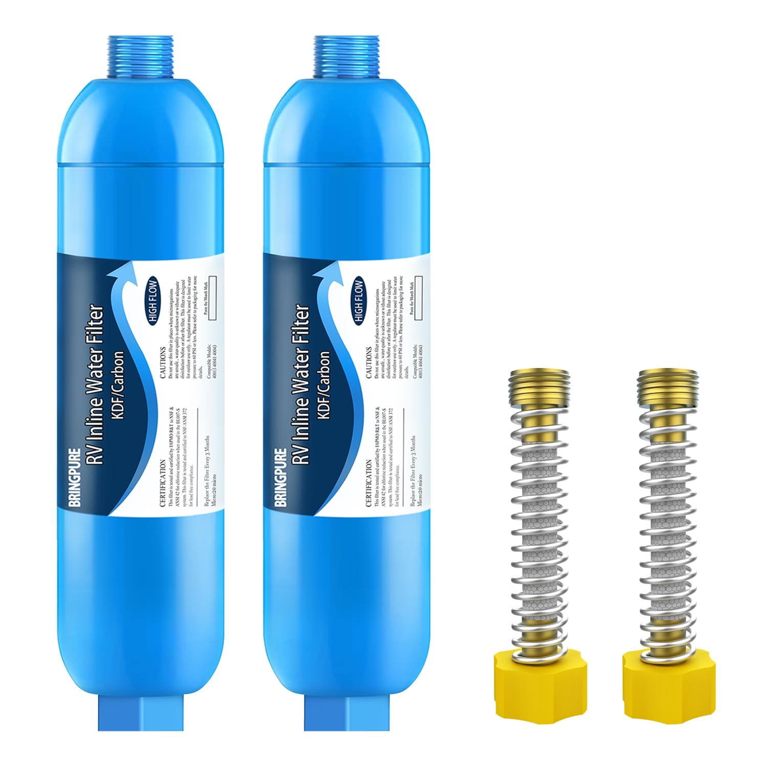 RV Inline Water Filter with Flexible Hose Protector, Certified by NSF to Reduce Bad Taste, Odors, Rust, Chlorine, Lead, Fluoride