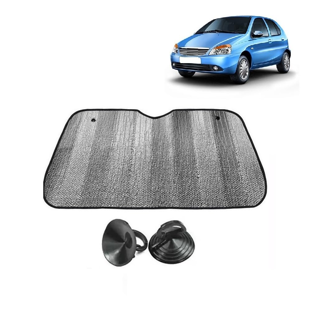 Car Windshield Sun Shade UV Rays Protector Silver Sunshade Solar Reflective suitable for Tata Indica
