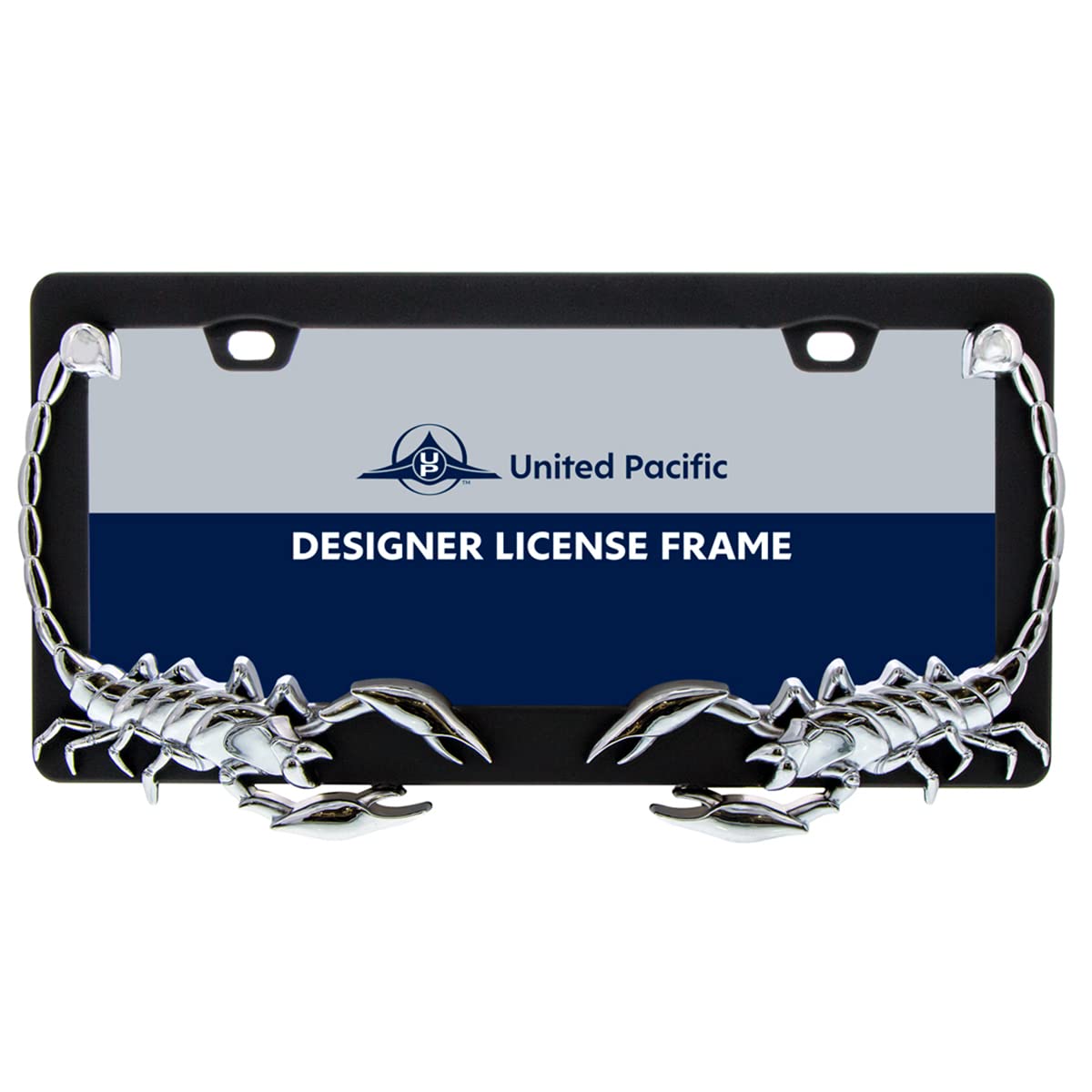 United Pacific Universal Die-Cast Metal, Chrome Scorpion License Plate Frame Holder For Cars, Trucks, Rvs, Semi, Car Accessories
