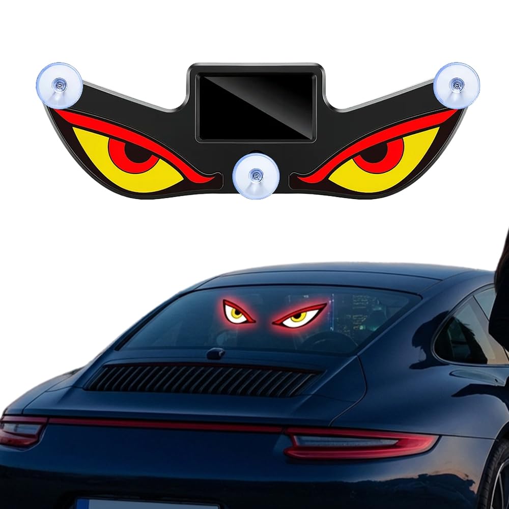 Solar Demon Eye LED Car Window Light, 2026 New Devil Eyes Lights Dynamic Windshield Ambient Lamp with Vibration & Light Sensor, 