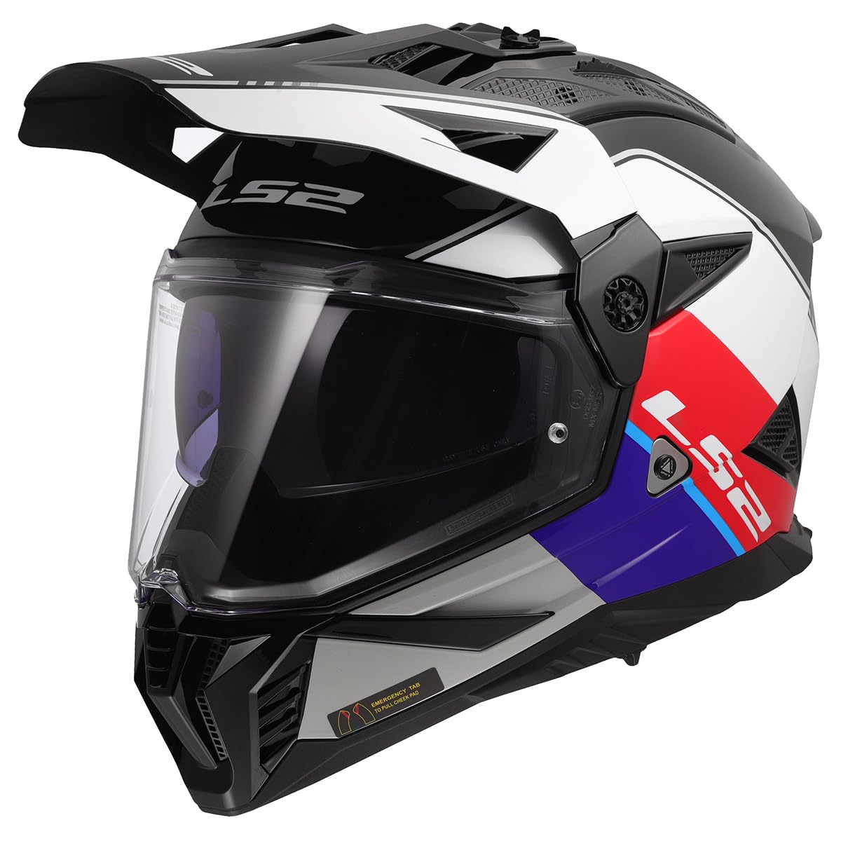LS2 Helmets Blaze II Adventure Motorcycle Helmet W/SunShield (Gloss Rally Red/White/Blue - X-Small)
