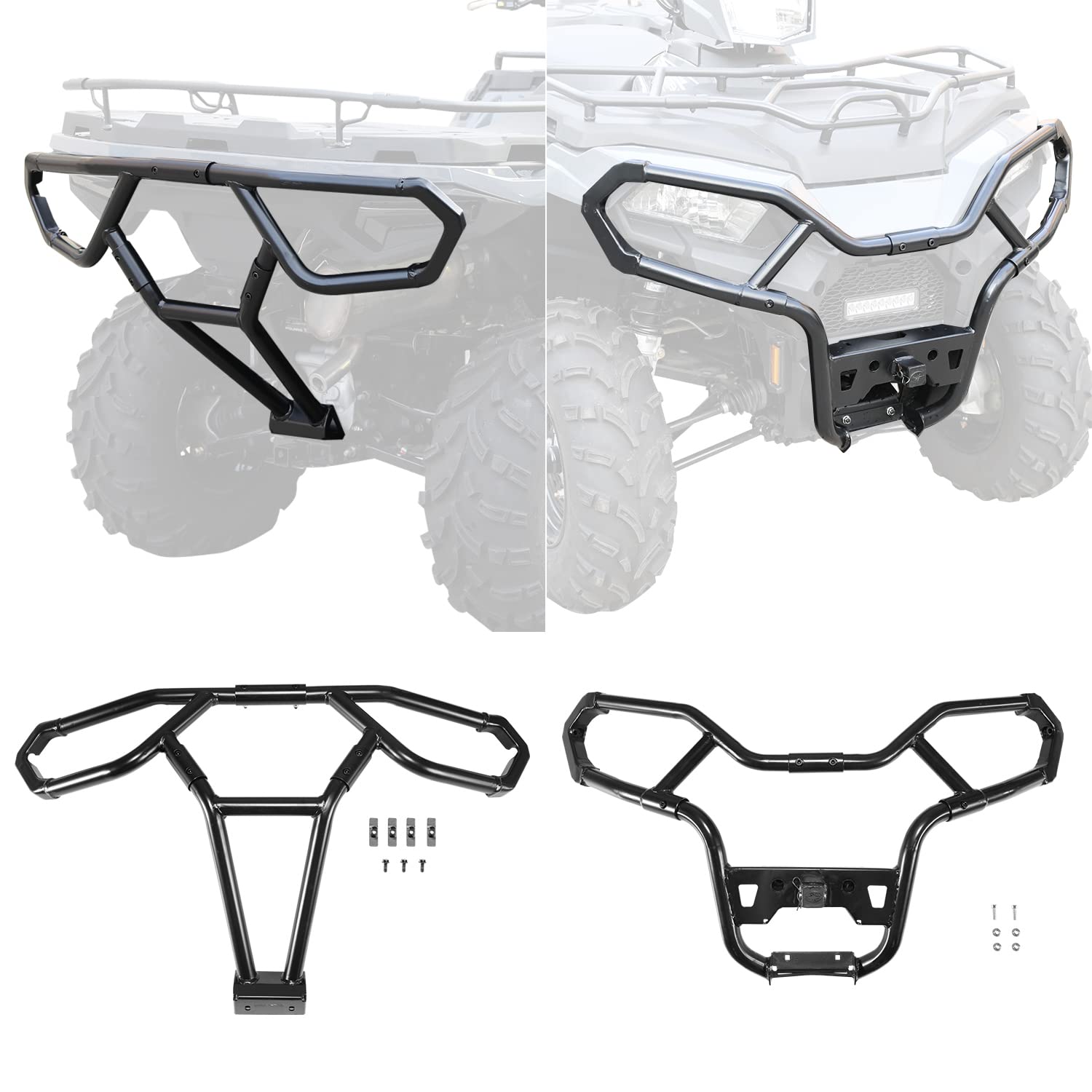 A & UTV PRO Rear Rack Extender for Polaris Sportsman 570/450 H.O., Heavy Duty Alloy Steel, Black, Model AUPRRPS2U