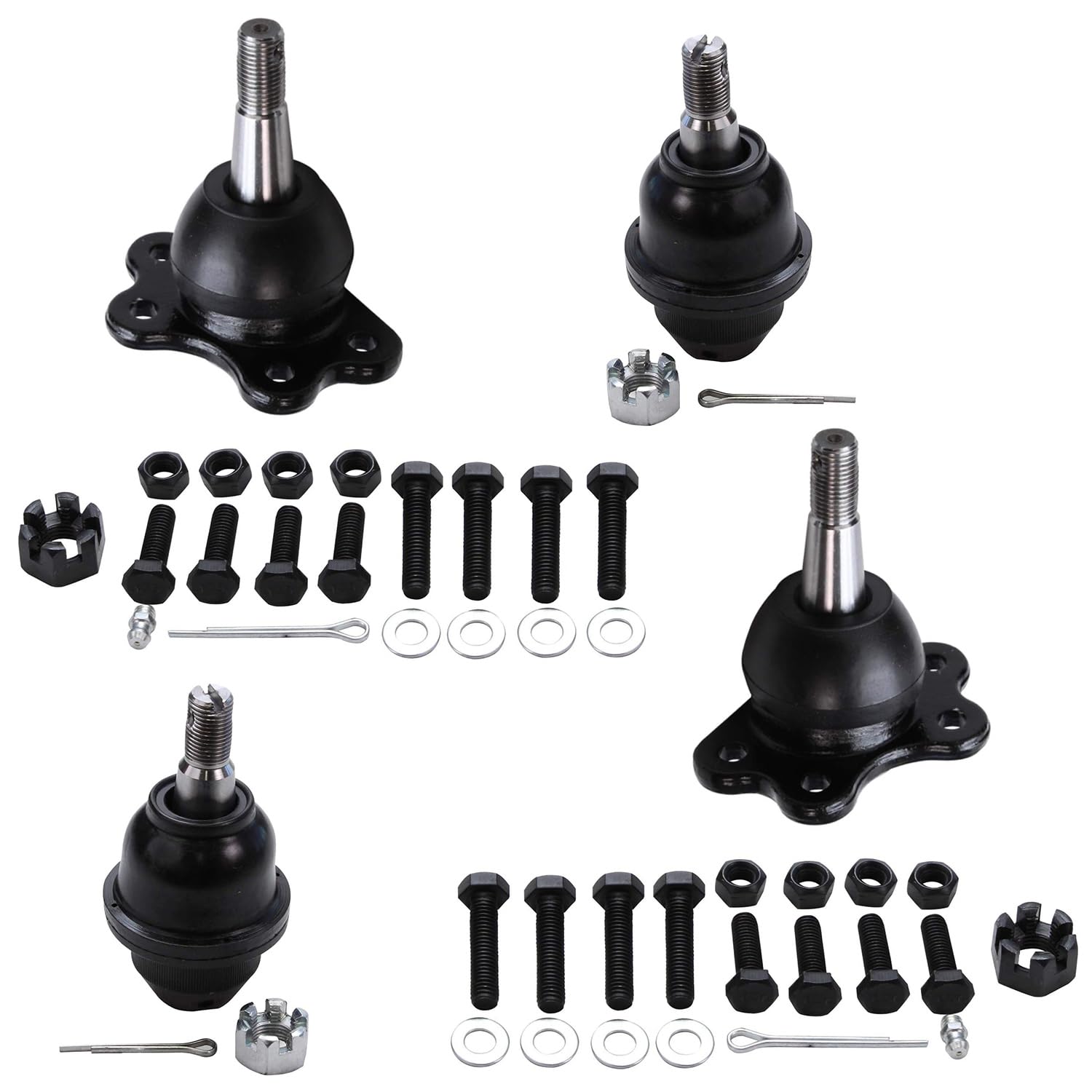 Detroit Axle - 4WD Front 4pc Ball Joints for Chevy GMC K1500 Suburban K2500 Tahoe Yukon Cadillac Escalade, 4 Lower & Upper Ball 