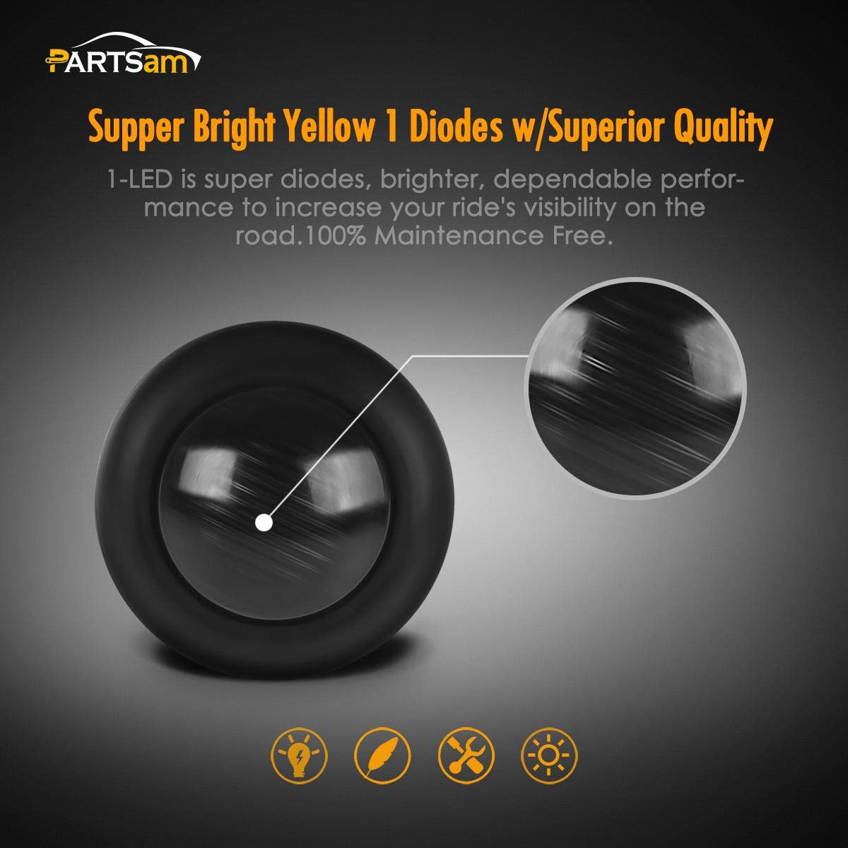 Partsam Amber 3/4" Round LED Marker Light - Smoked Mini Clearance for Truck, Trailer, RV, Golf Cart - Model 4333275320